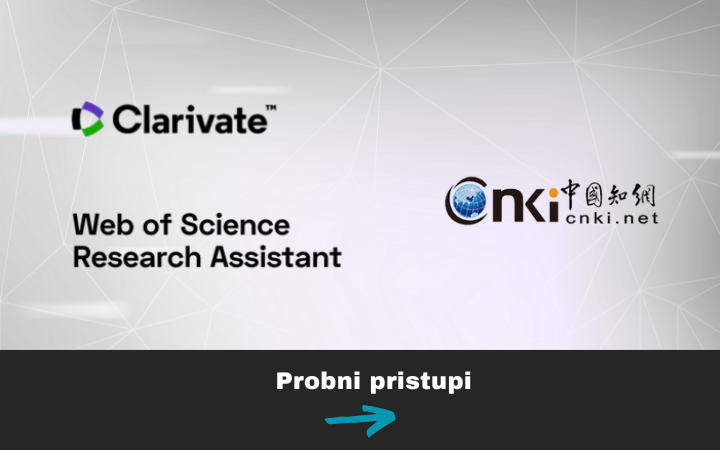 Probni pristupi na Web of Science Research Assistant AI alat i CNKI bazu podataka